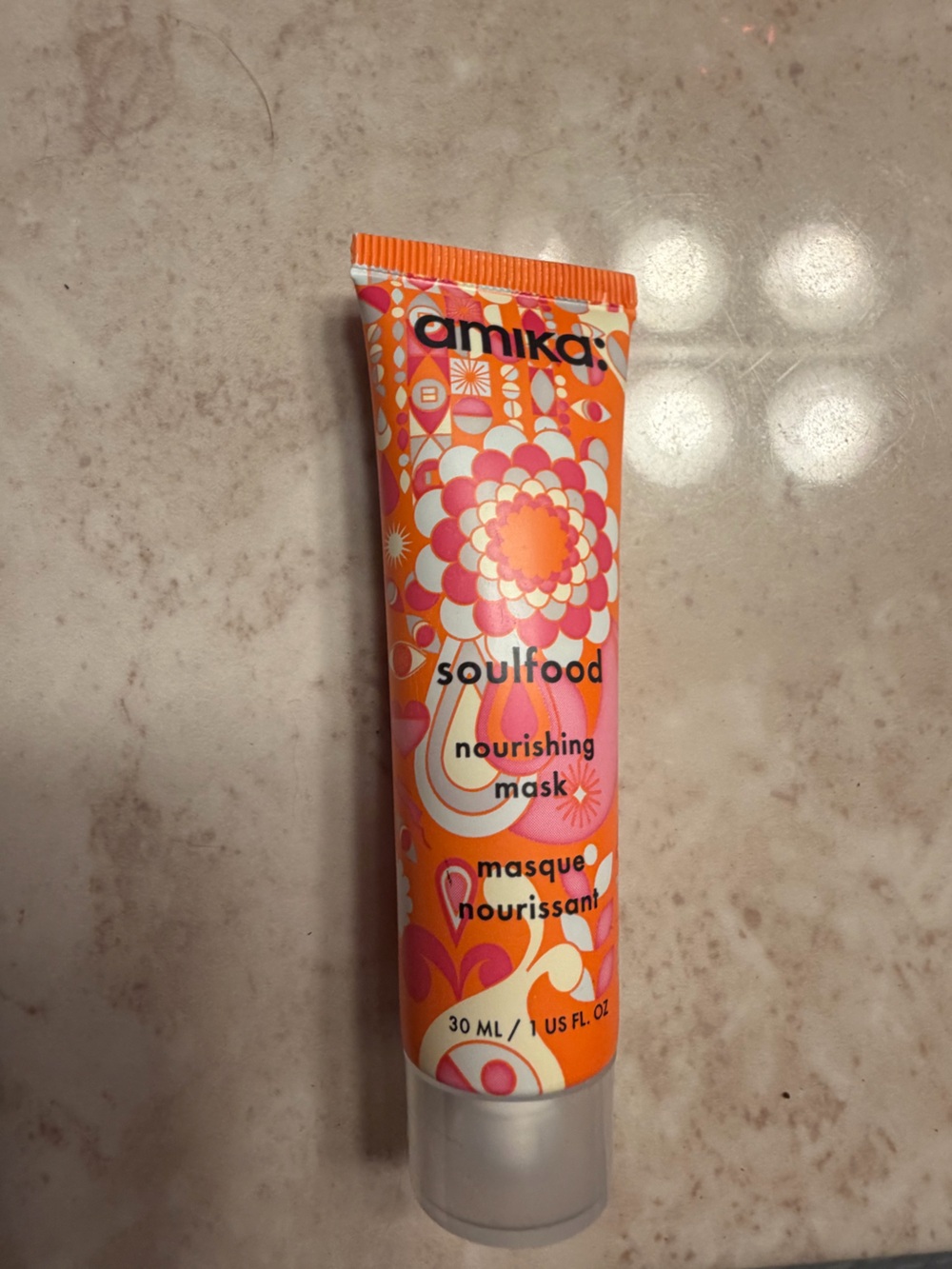 amika Nourishing Mask Tube in Orange and Pink Floral Design